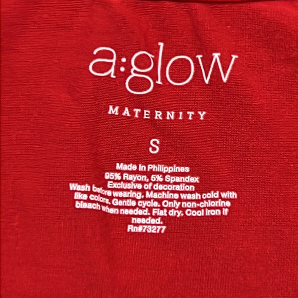 A:glow Maternity Size Small Set of 2 Teal and Red Long Sleeve Rouched Tunic Tops - Picture 5 of 5